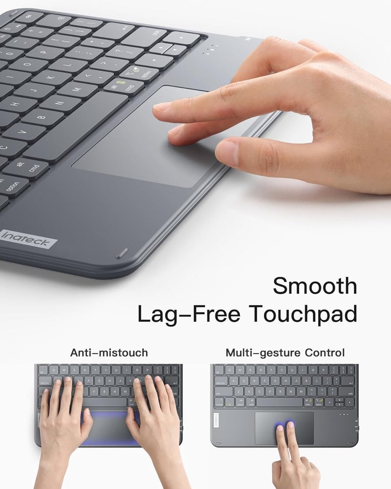 Inateck Bluetooth Keyboard with Touchpad, Ultra Slim and Portable Wireless QWERTY Keyboard, Compatible with Windows and iPad OS, KB01105 - Image 4